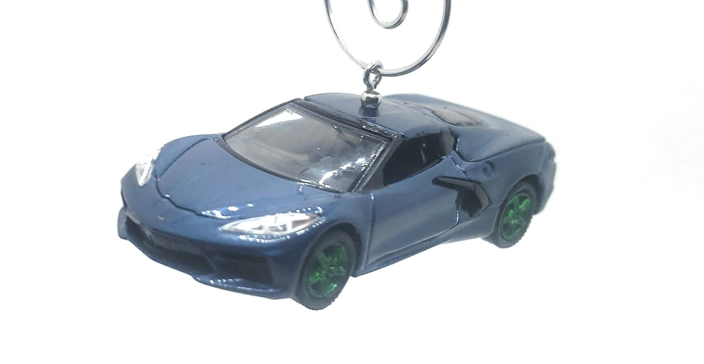 2020 Chevy Corvette C8 Stingray 1LT Blue Ltd Ed Green Wheels Christmas Ornament
