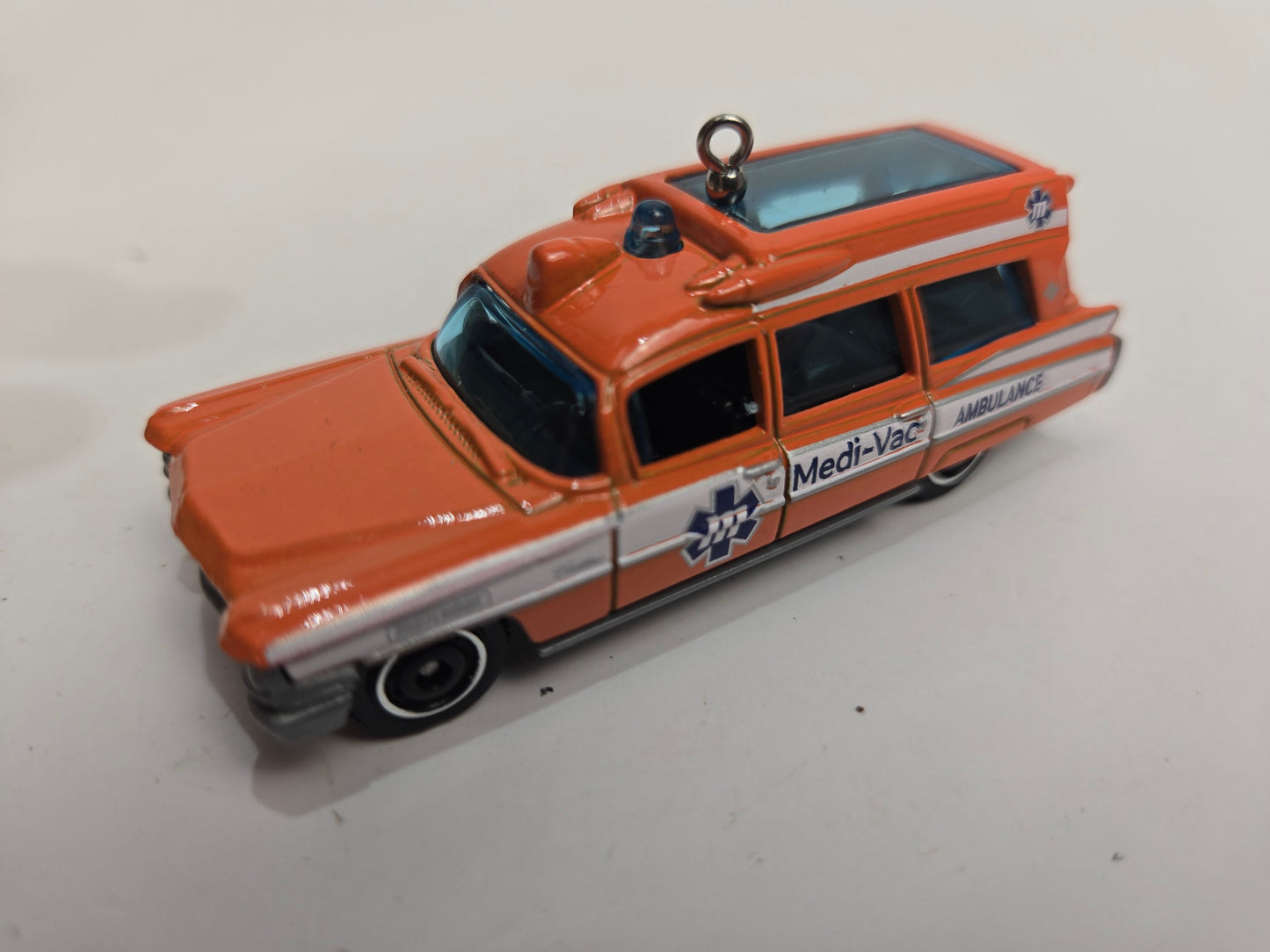 1963 Cadillac Ambulance Orange Christmas Ornament