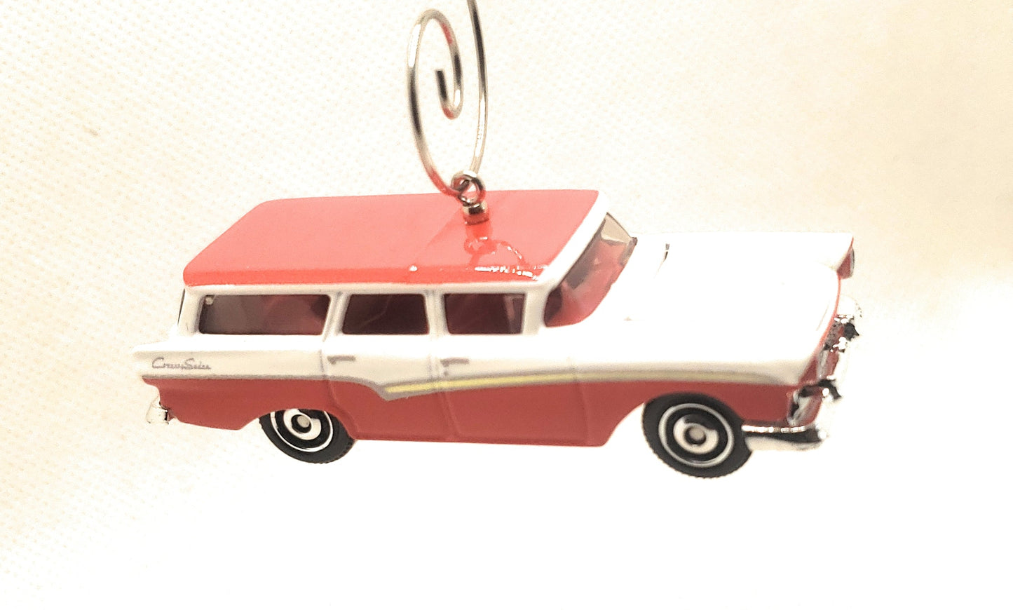 1957 Ford Country Sedan Red White Christmas Ornament