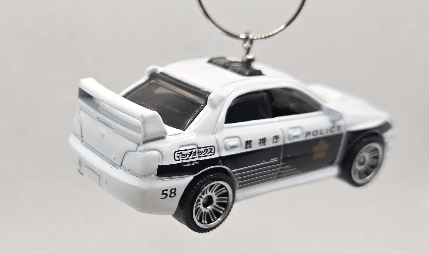 Subaru Impreza Police White Christmas Ornament