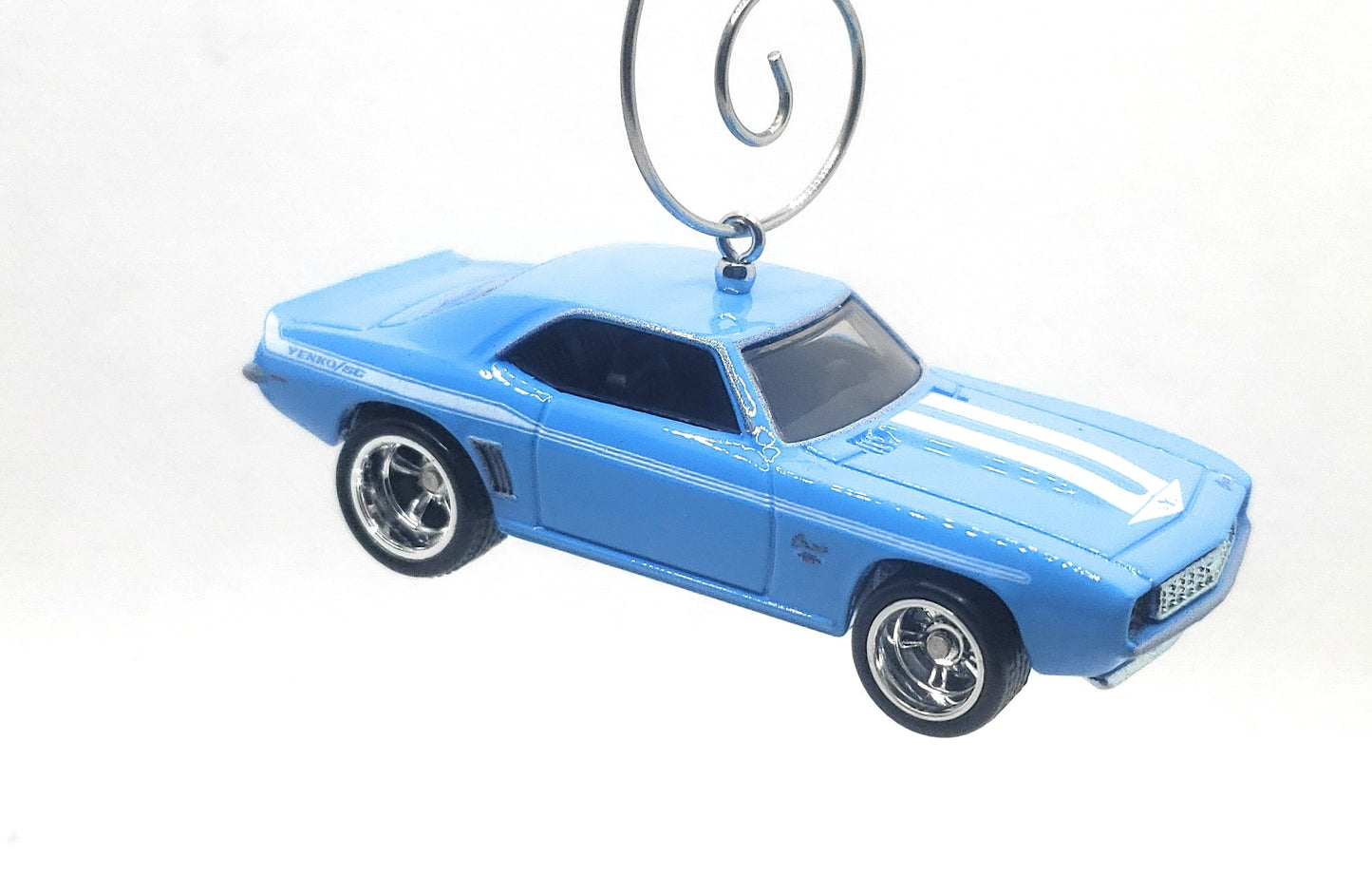 1969 Chevy Camaro Blue White Stripe Christmas Ornament