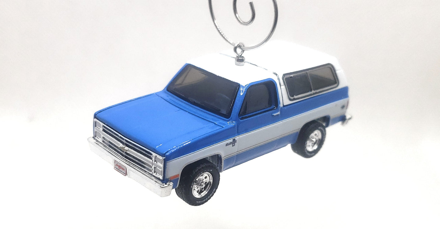 1984 Chevy K5 Blazer Blue White Christmas Ornament