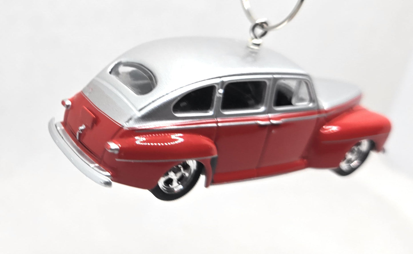 1947 Ford Fordor Super Deluxe Red Silver Christmas Ornament
