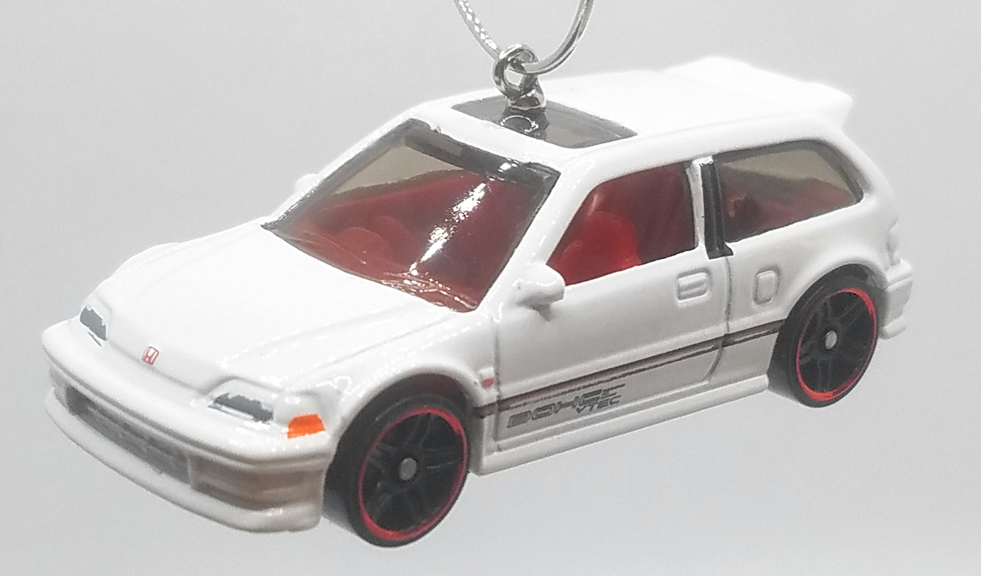 1990 Honda Civic EF White Red Christmas Ornament
