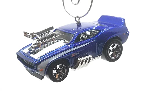 1969 Chevy Camaro Z28 Blue White Stripes Christmas Ornament