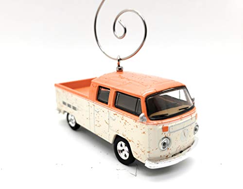 1975 Volkswagen VW Type 2 Van Custom Diecast White Peach Christmas Ornament
