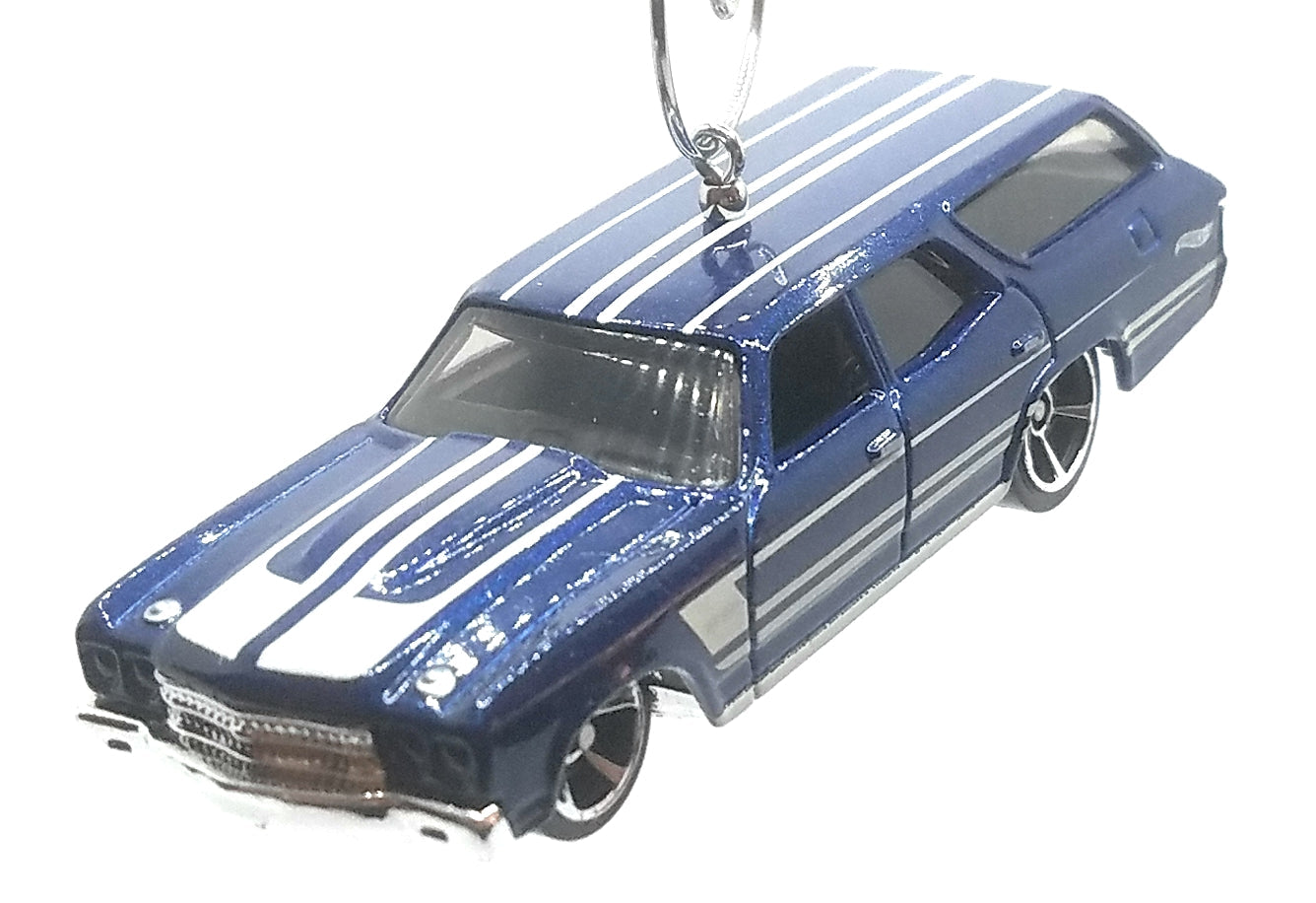 1970 Chevy Chevelle SS Station Wagon Blue White Stripes Christmas Ornament
