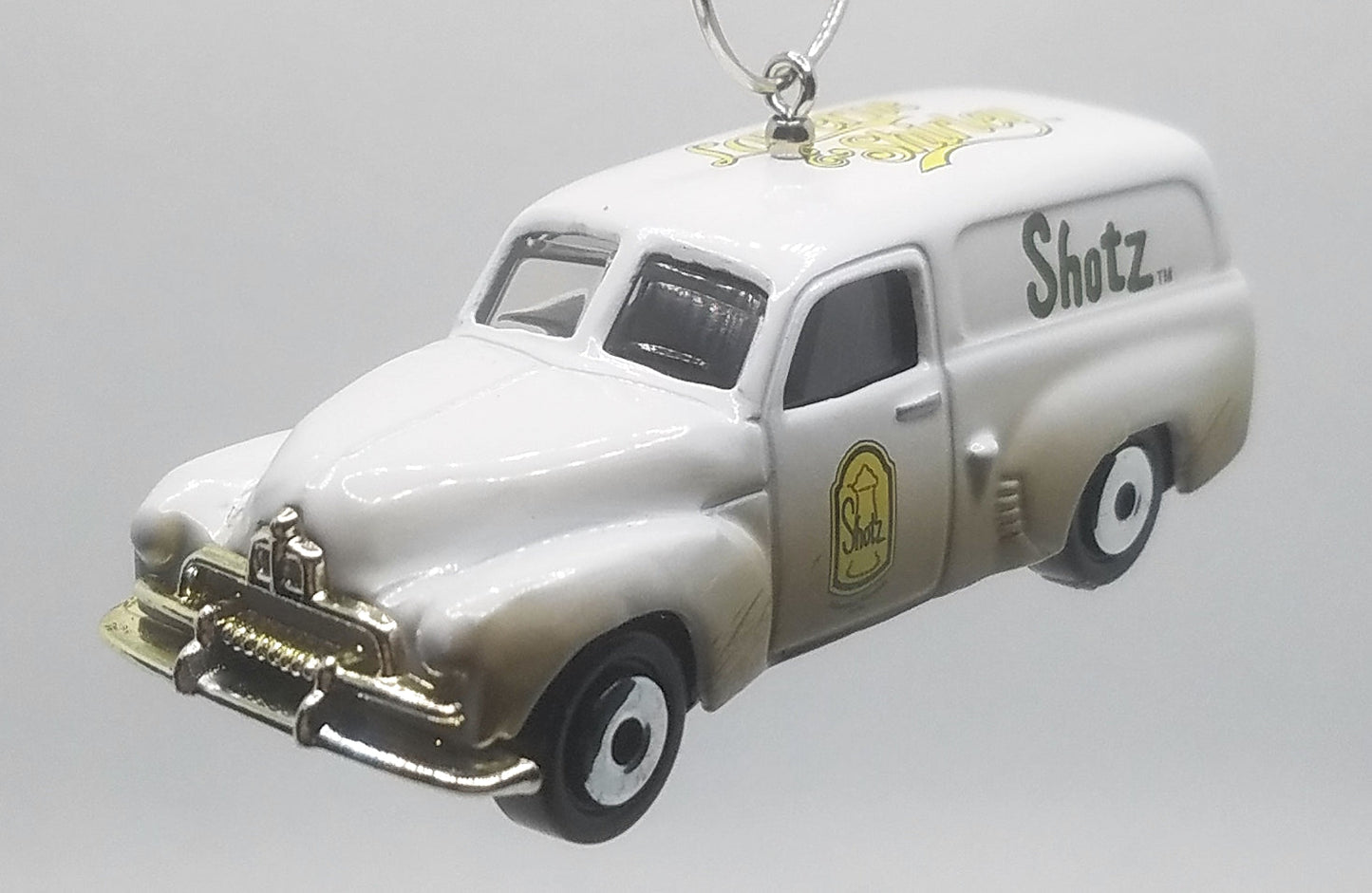 FJ Holden Panel Van Shotz white Gold Christmas Ornament