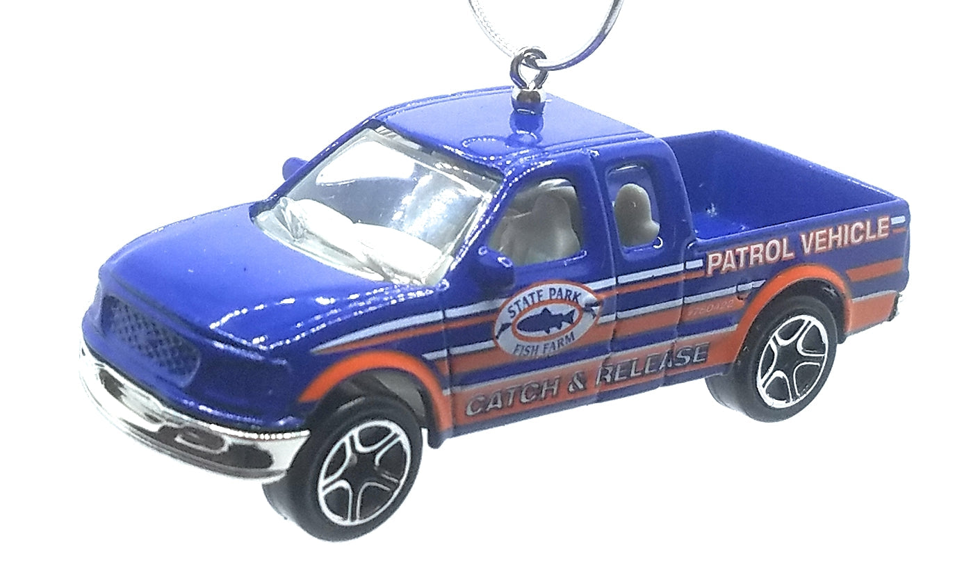 1997 Ford F-150 Truck Fishing Patrol Blue Orange Christmas Ornament