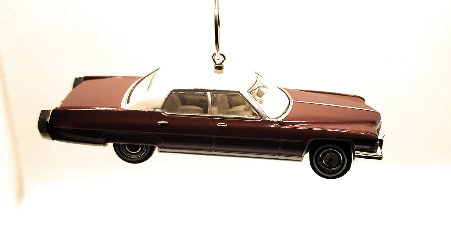 1973 Cadillac deVille Sedan Red White Christmas Ornament