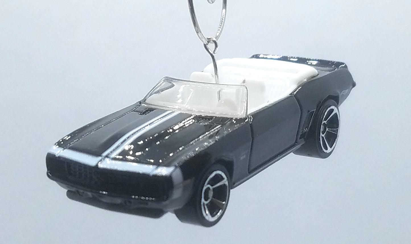1969 Chevy Camaro Convertible Black/White Interior Christmas Ornament