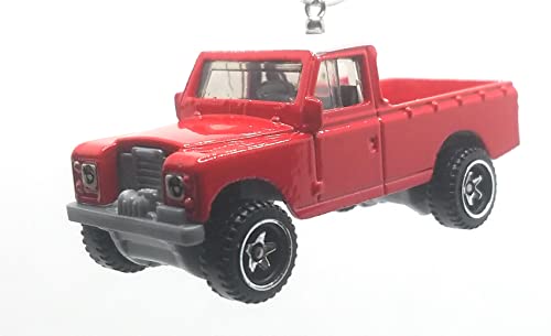 Land Rover Series 3 Pickup Red White Roof Christmas Ornament