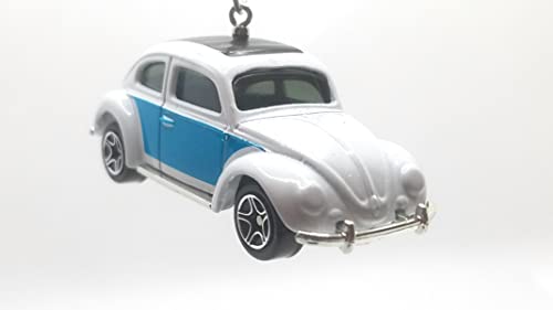 1962 Volkswagen Beetle White Blue Christmas Ornament