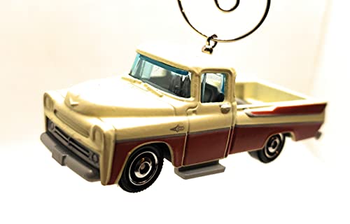 1957 Dodge Sweptside Pickup Truck White Red Christmas Ornament