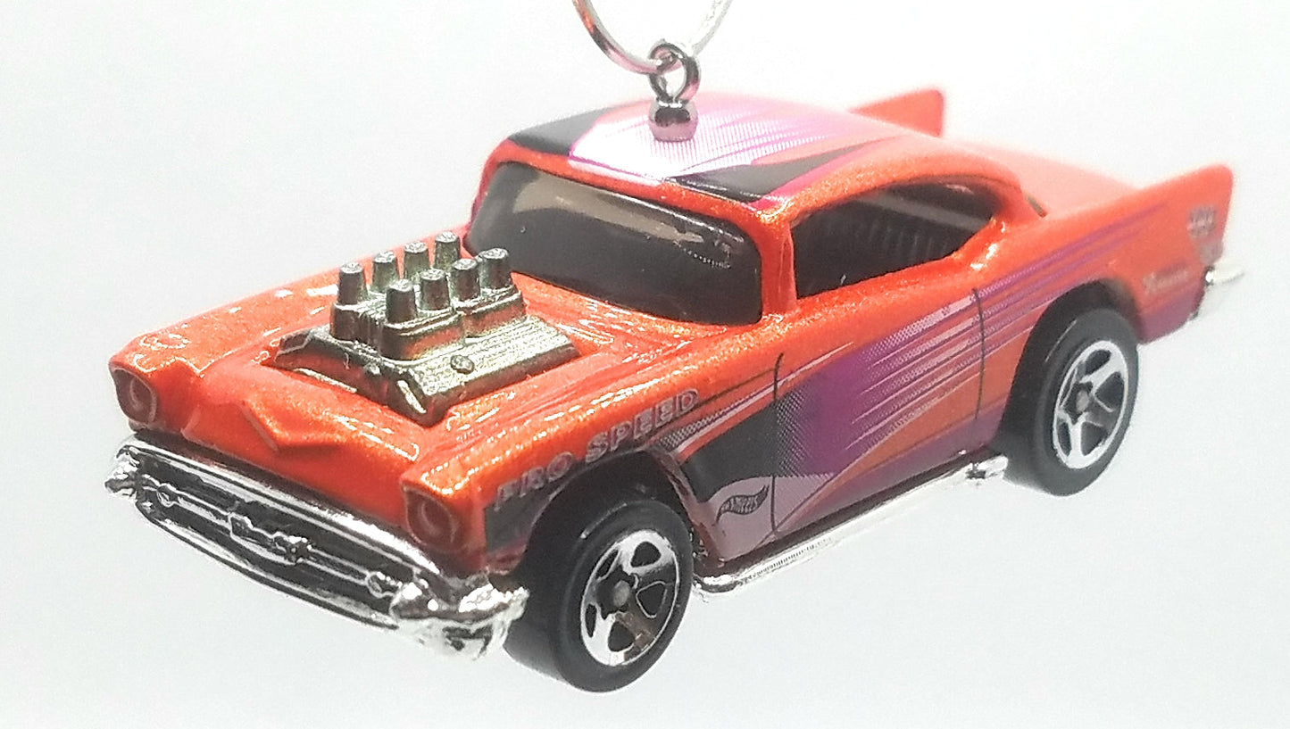 1957 Chevy Orange Purple Black Christmas Ornament