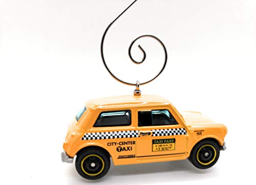 Austin Mini Cooper Taxi Cab Custom Diecast Yellow Christmas Ornament