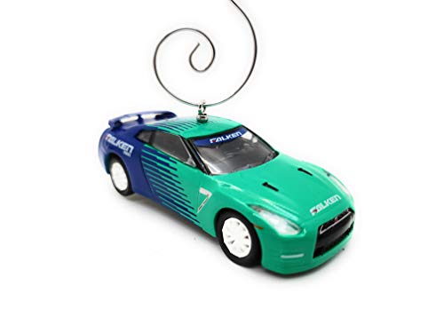 2015 Nissan GT-R Race Car Custom Diecast Green Blue Christmas Ornament