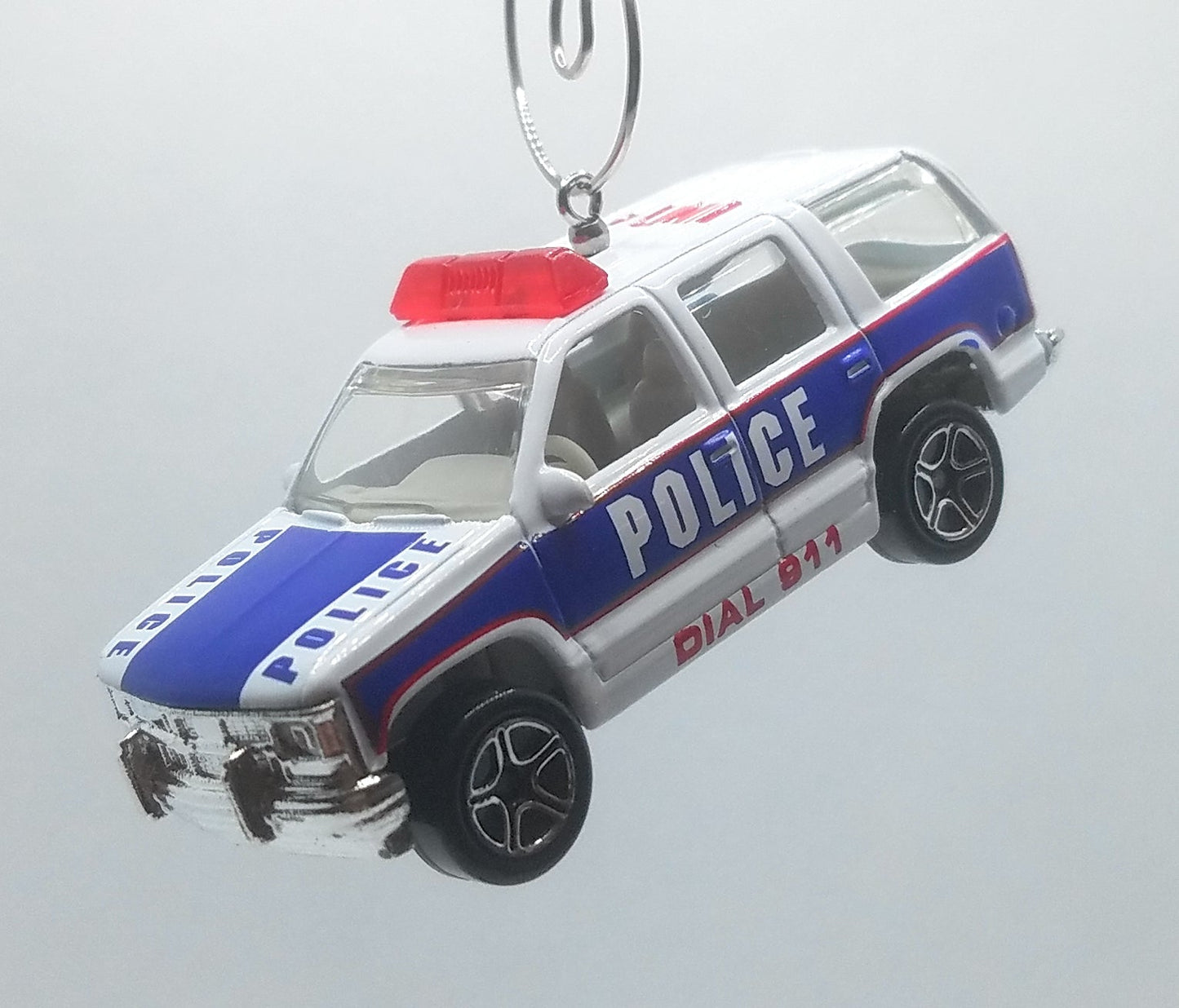 1997 Chevy Tahoe White Police Christmas Ornament