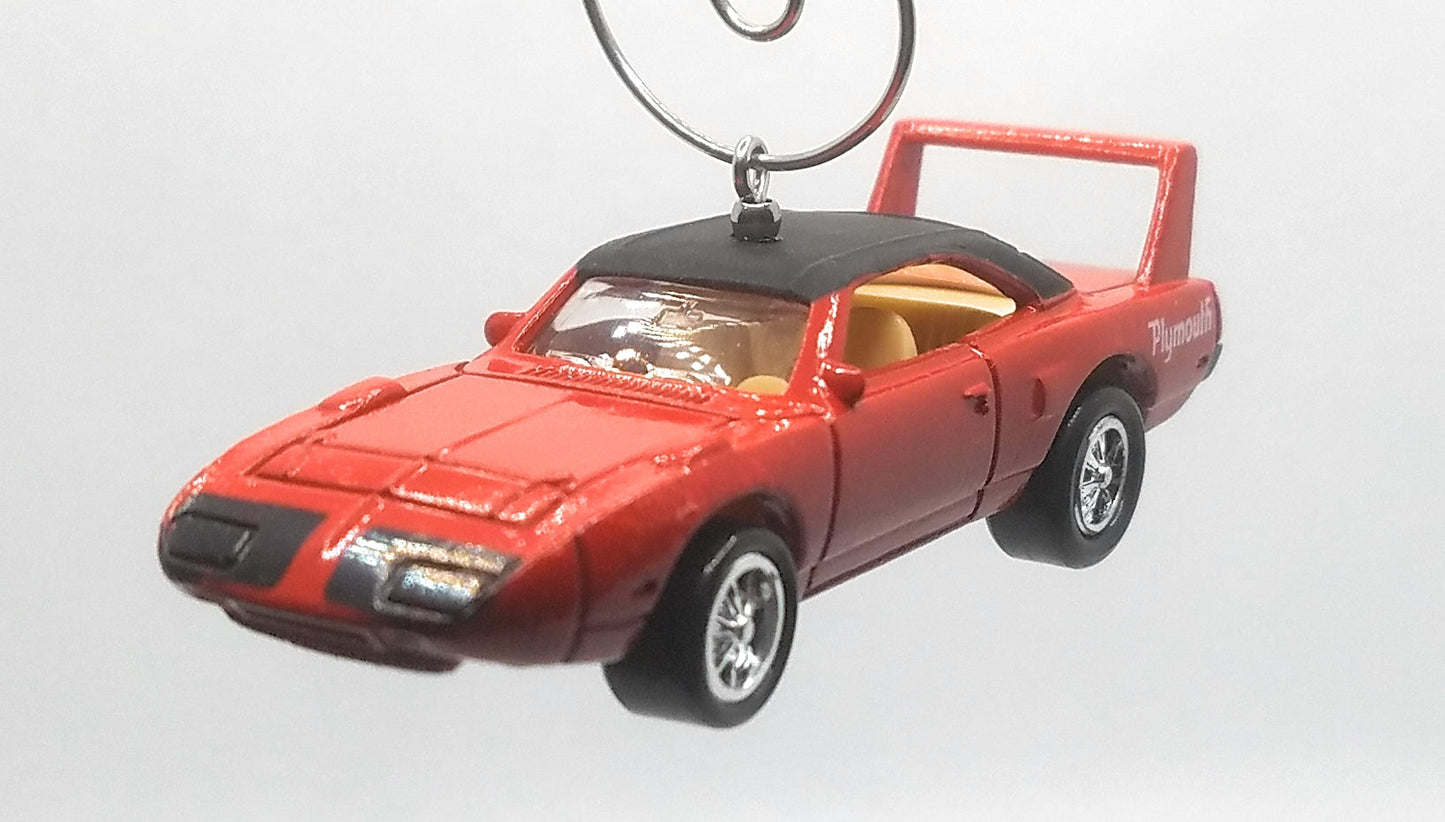 1970 Plymouth SuperBird Red/Black Hood Headlights Tan Interior Christmas Ornament