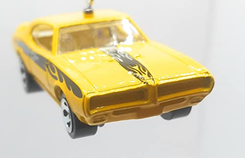 1969 Ponitac GTO Yellow Black Stripe Christmas Ornament