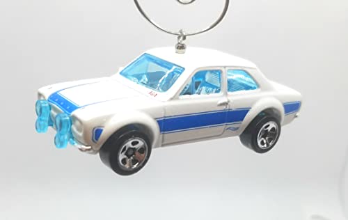 1970 Ford Escort White Blue Christmas Ornament