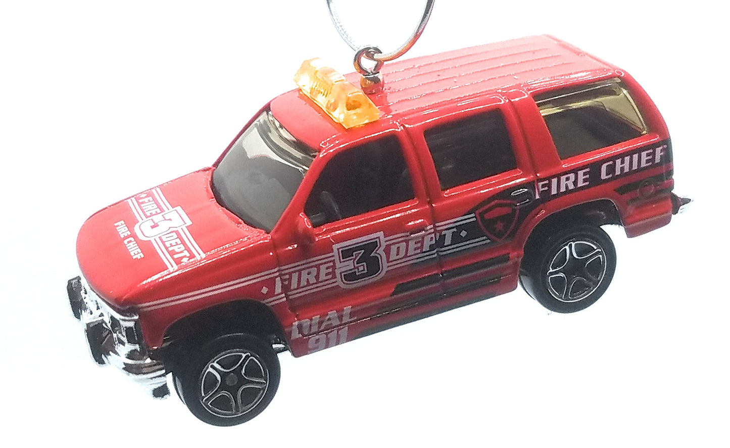 1997 Chevy Tahoe Fire Chief Red Black White Christmas Ornament