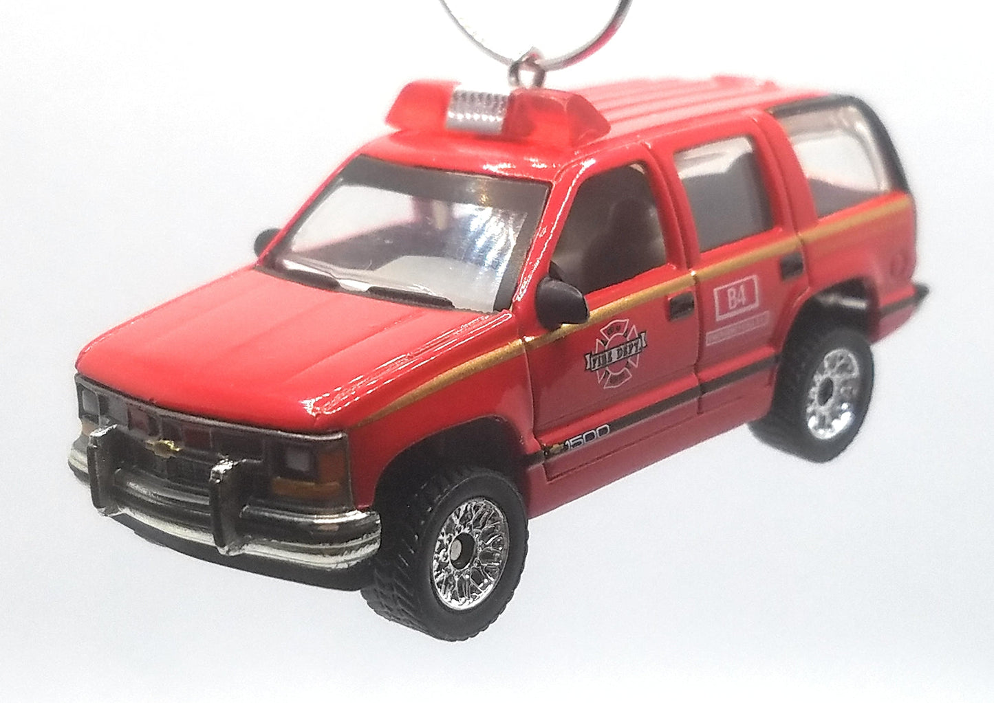 1997 Chevy Tahoe Fire Department Red Black Christmas Ornament