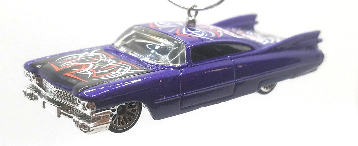 1959 Cadillac Purple Red White Stripes Christmas Ornament