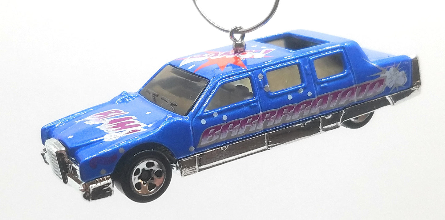 Limo Limosine Blue With Cartoon Punch Decal Christmas Ornament