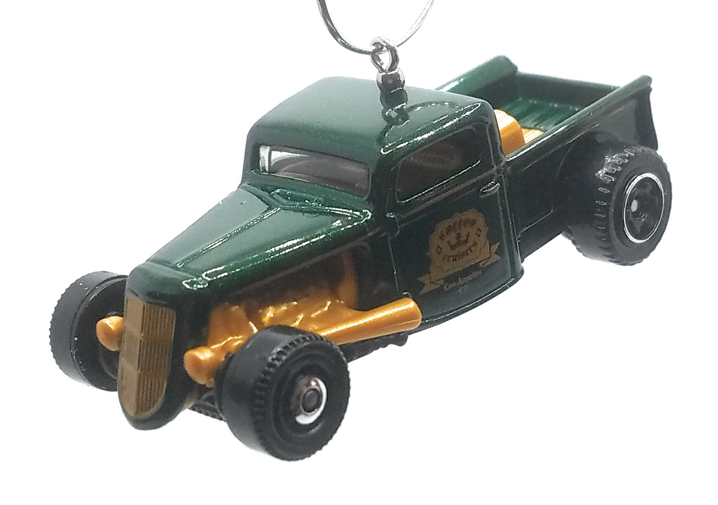 1935 Ford Pickup Green Gold Christmas Ornament