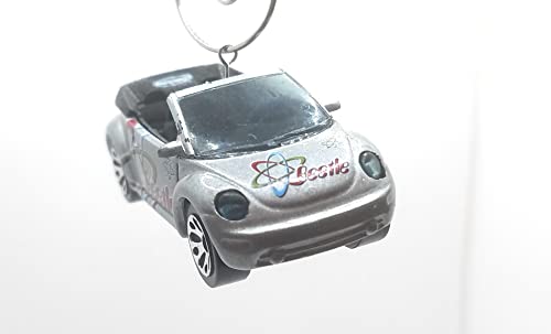 Volkswagen Beetle Bug Silver Convertible with Design Christmas Ornament