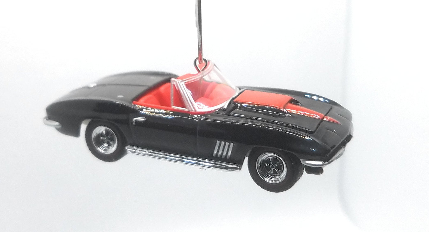 1967 Chevy Corvette Covertible Black Red Christmas Ornament