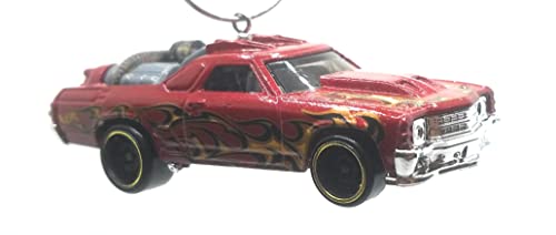 1971 Chevy El Camino Dark Red Flames Christmas Ornament