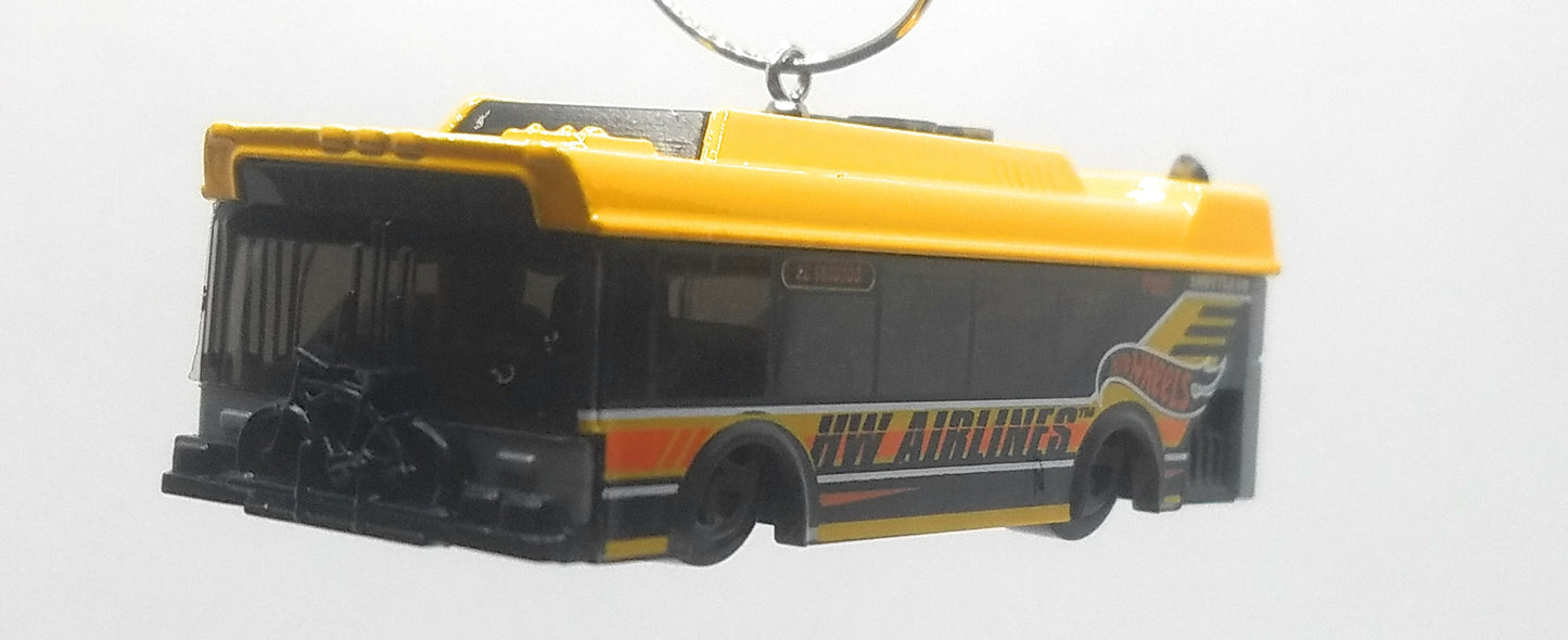 Transit Bus Yellow/ HW Airlines Decal Christmas Ornament