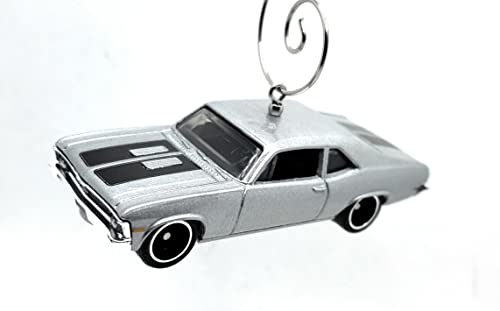 1970 Chevy Nova SS Gray with Black Stripe Christmas Ornament