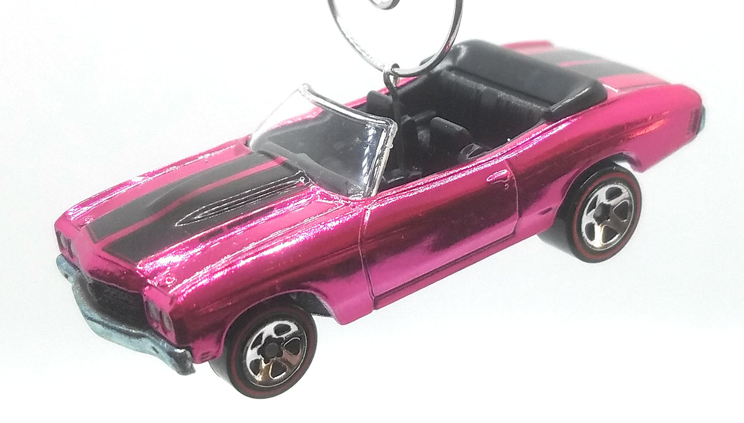 1970 Chevy Chevelle SS Convertible Pink/Black Stripes Christmas Ornament