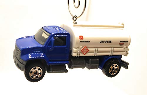 Airport Jet Fuel Tanker Truck Blue White Christmas Ornament