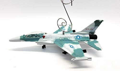 F-16 Fighting Falcon Jet Aircraft Airplane Custom Gray Green Christmas Ornament