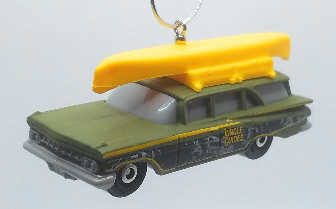 1959 Chevy Wagon Jungle Guide Kayak Green Yellow Christmas Ornament