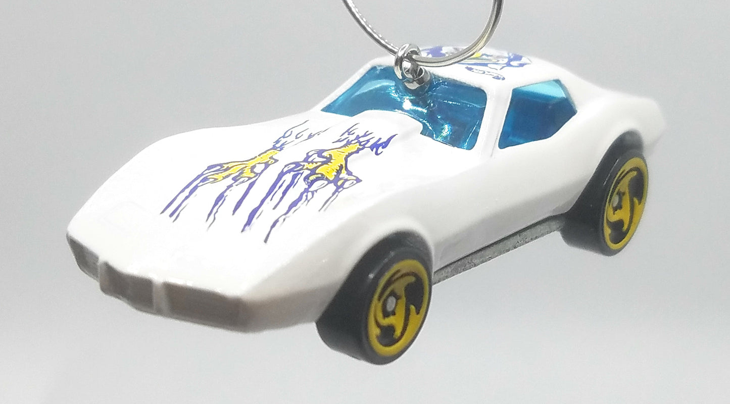 Chevy Corvette Stingray White Blue Eagle Decal Christmas Ornament