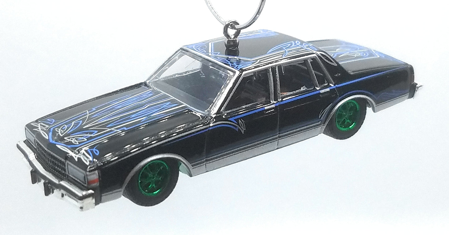 1987 Chevy Caprice Black Blue Lowrider Green Rims Ltd Ed Christmas Ornament