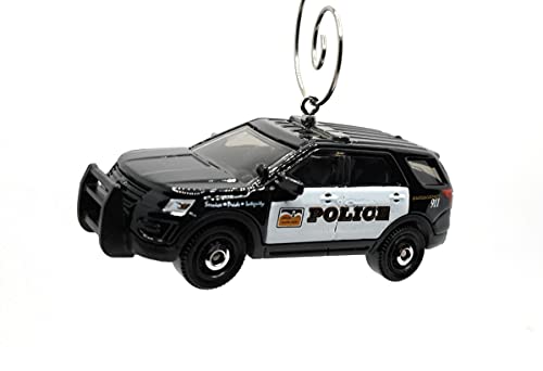2016 Ford Police Interceptor Black White Christmas Ornament