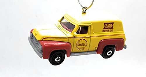 1955 Ford F-100 Panel Delivery Van Truck Yellow Red Christmas Ornament
