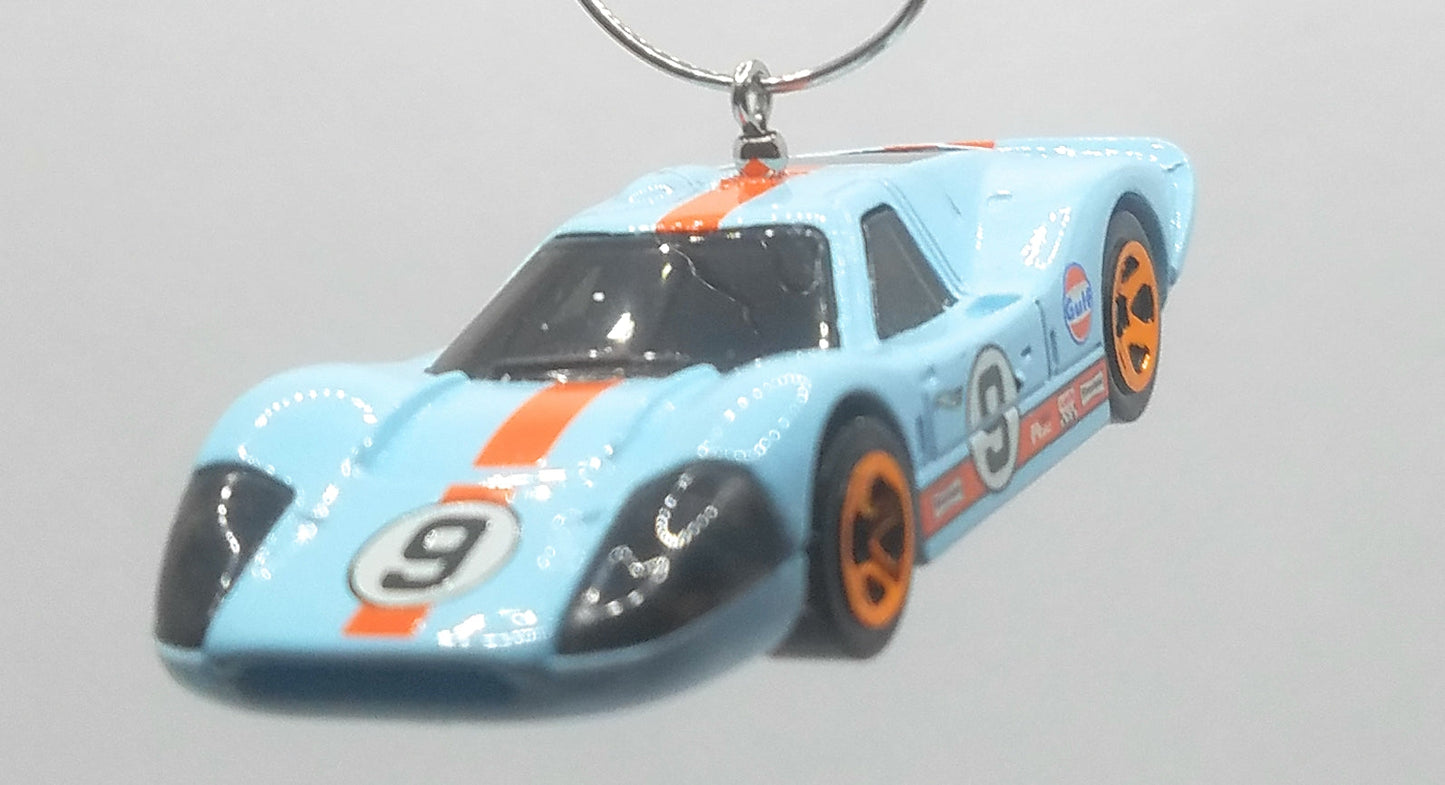 1970 Ford GT40 Mk.4 Light Blue/Orange Stripe Christmas Ornament