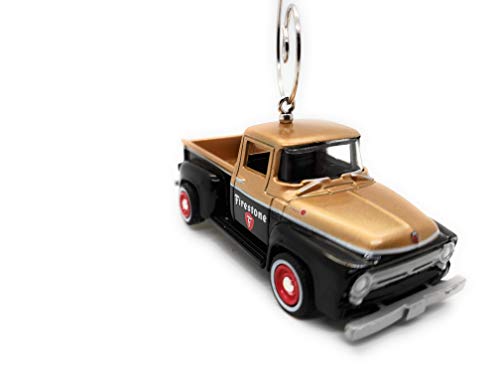 1956 Ford F-100 Truck Custom Diecast Black Firestone Christmas Ornament