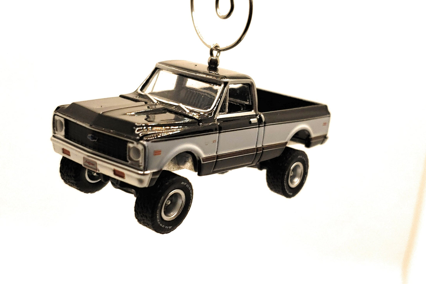 1972 Chevy K10 Pickup Truck Black White Christmas Ornament