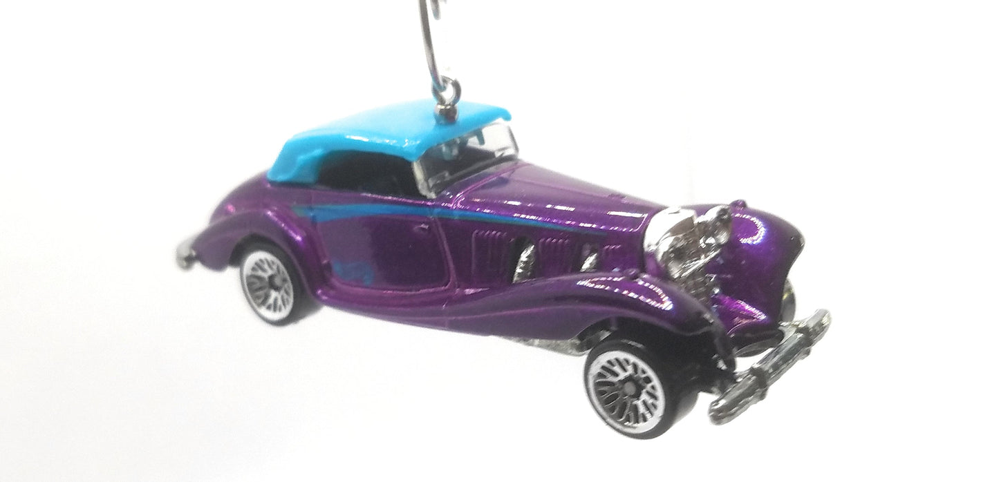 Mercedes 540K Purple Blue Christmas Ornament