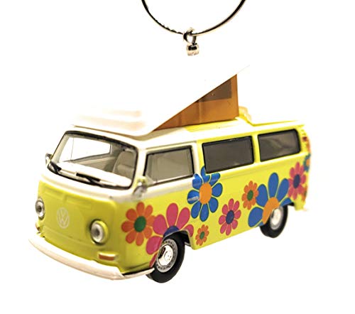 1968 for Volkswagen VW Type 2 T2 Westfalia Campmobile Custom Yellow Flowers Christmas Ornament
