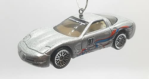 1997 Chevy Corvette Grey American Flag Decal Christmas Ornament
