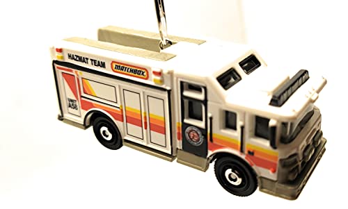 Hazmat Team Fire Truck White Christmas Ornament